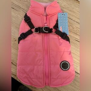 NWT Pink Dog Winter Coat with Harness & Zipper